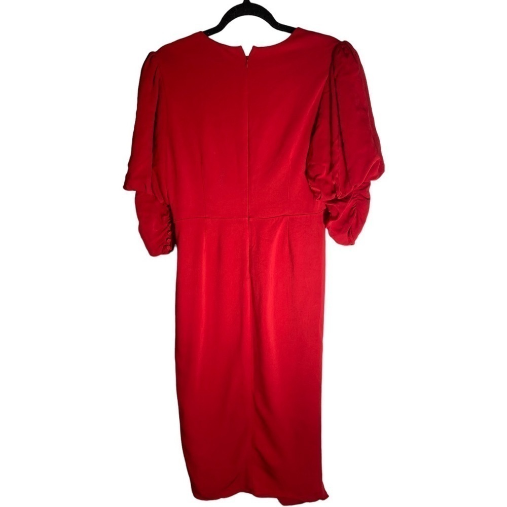 Self-Portrait Red Ruched Midi Dress - Picture 6 of 9